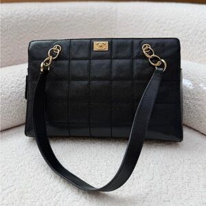 Chanel Black Quilted Shoulder Bag with Gold Accents